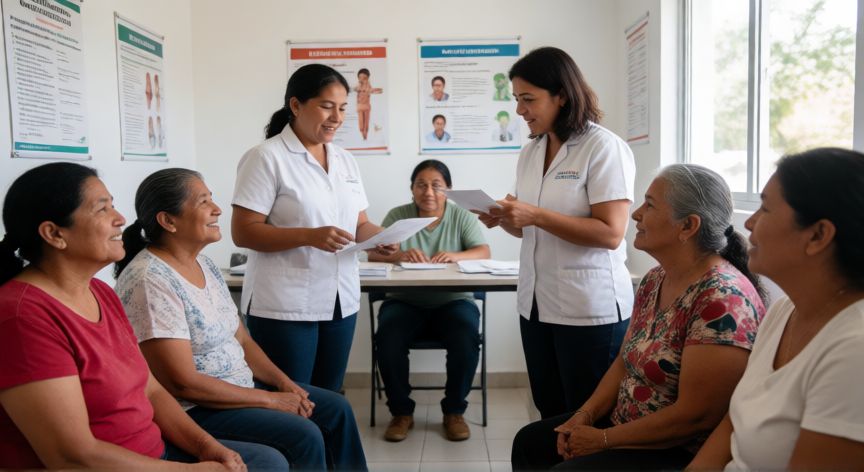 covid 19 gobierno de mexico, Personas mayores siendo vacunadas contra el Covid-19 en un centro de salud comunitario en México
