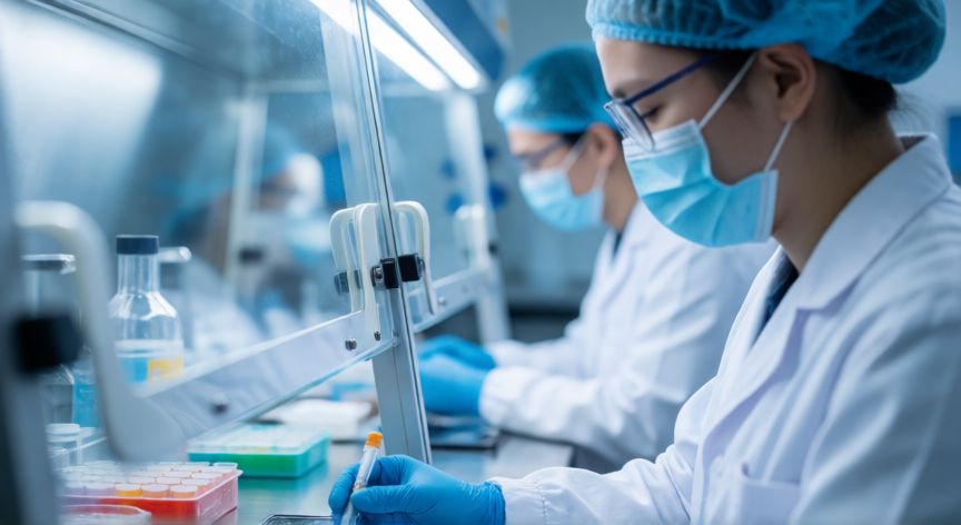 covid 19 ground 0, Científicos trabajando en un laboratorio de virología