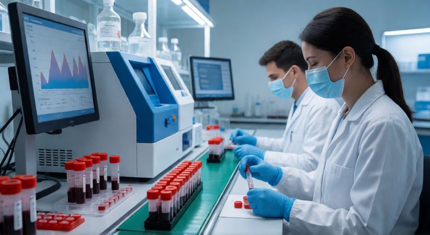 covid 19 hoy en dia, Técnicos en un laboratorio de salud pública analizando muestras para vigilancia epidemiológica de la COVID-19