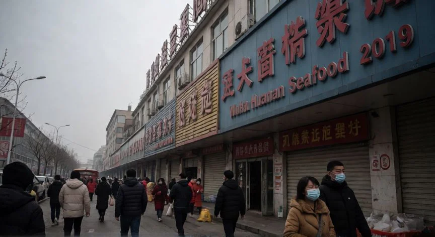 Mercado de mariscos Huananbyte en Wuhan antes del cierre