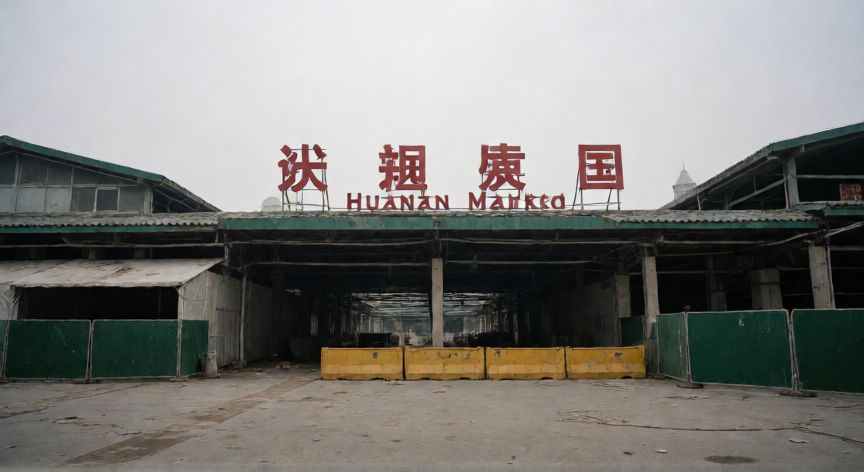 covid 19 kab aaya tha, Vista histórica del mercado de Huanan en Wuhan relacionado con el origen de la Covid-19