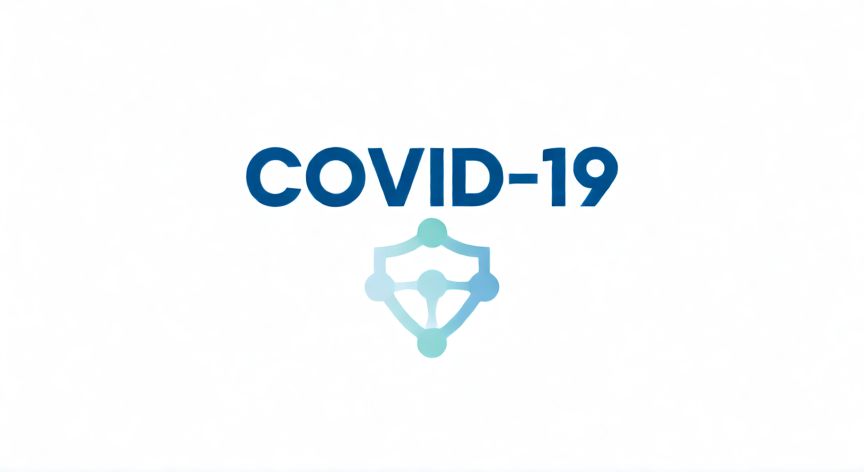 covid 19 logo, Diseño vectorial del logotipo oficial de COVID-19 con colores azules