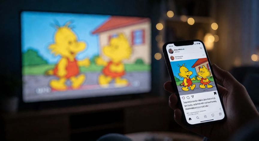 covid 19 los simpson, Televisión mostrando Los Simpson en un salón oscuro con una mano sosteniendo un móvil