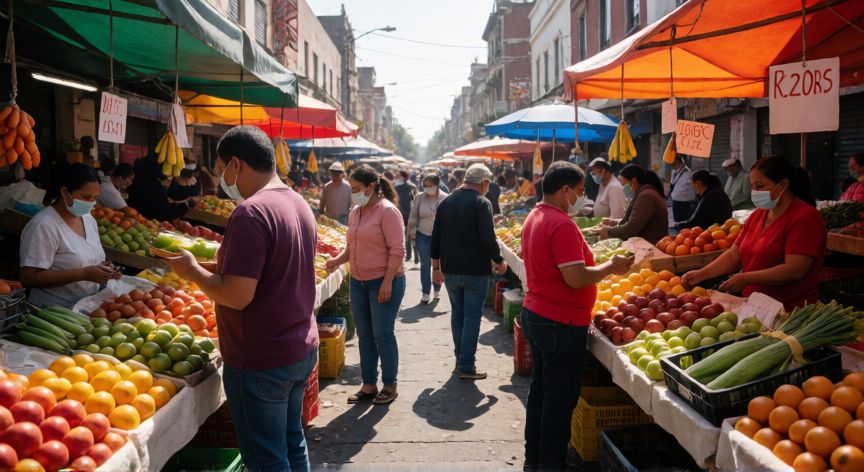 covid 19 mexico, Mercado tradicional mexicano reabierto al público