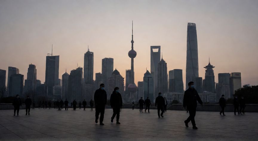covid 19 muertes en el mundo, Vista panorámica de una ciudad al atardecer con personas usando mascarillas, simbolizando el impacto global del Covid-19