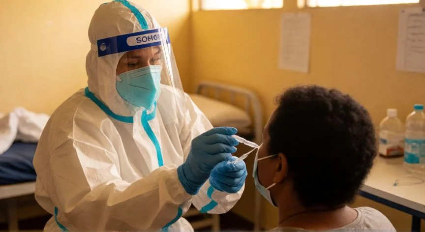Personal sanitario realizando pruebas de COVID-19 en Nicaragua
