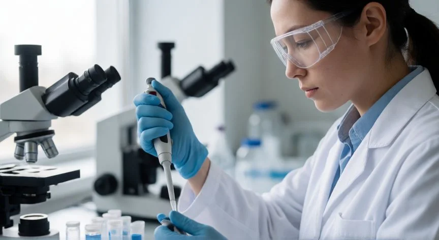 Científico trabajando en un laboratorio de virología moderno