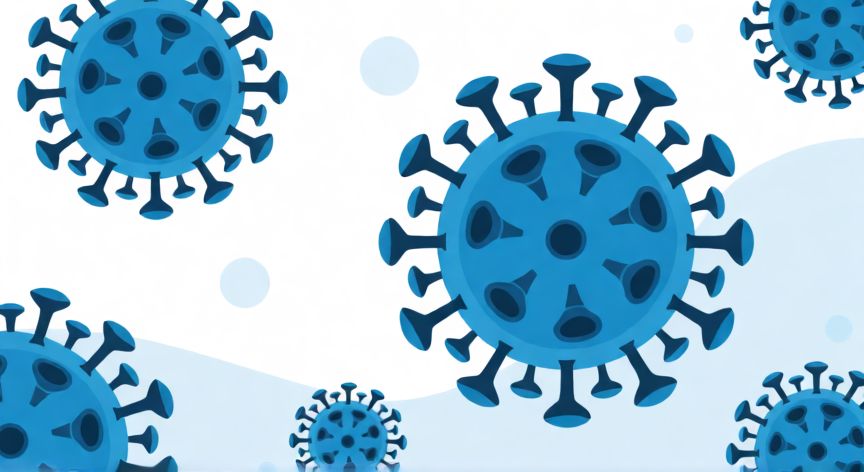 covid 19 png, Ilustración plana de un virus SARS-CoV-2 estilo médico para uso gráfico
