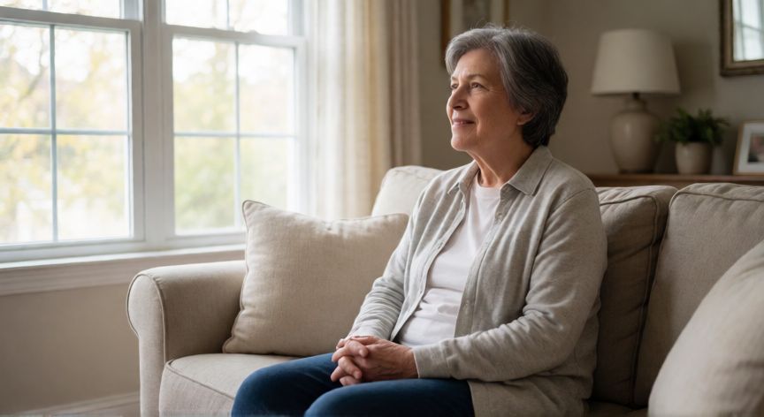covid 19 tiene cura, Paciente recuperándose en casa con luz natural y ambiente tranquilo