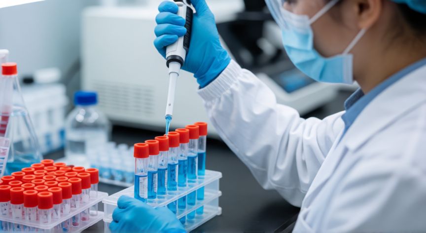 covid 19 uk, Científico realizando secuenciación genética en un laboratorio para vigilancia epidemiológica