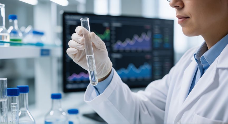 covid 19 usa, Científica de laboratorio analizando muestras en un entorno de investigación moderna