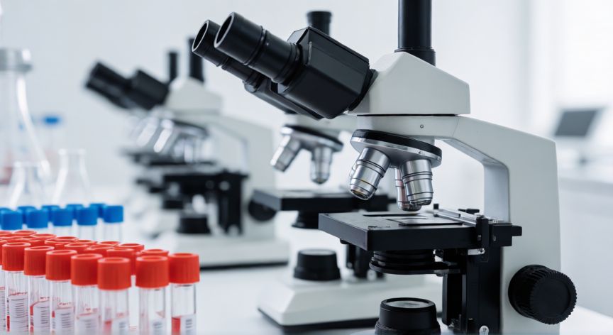 covid 19 variantes, Laboratorio de investigación biomédica moderno con equipos de análisis.
