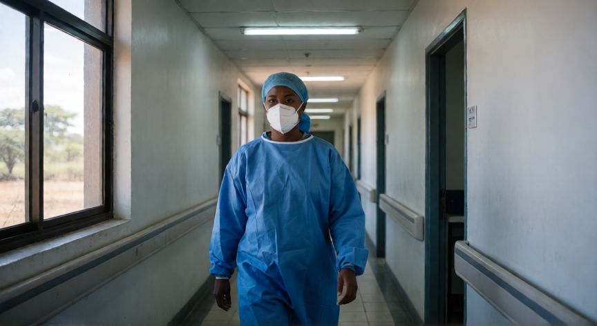 covid 19 zimbabwe, Personal sanitario en un hospital de Harare durante la pandemia