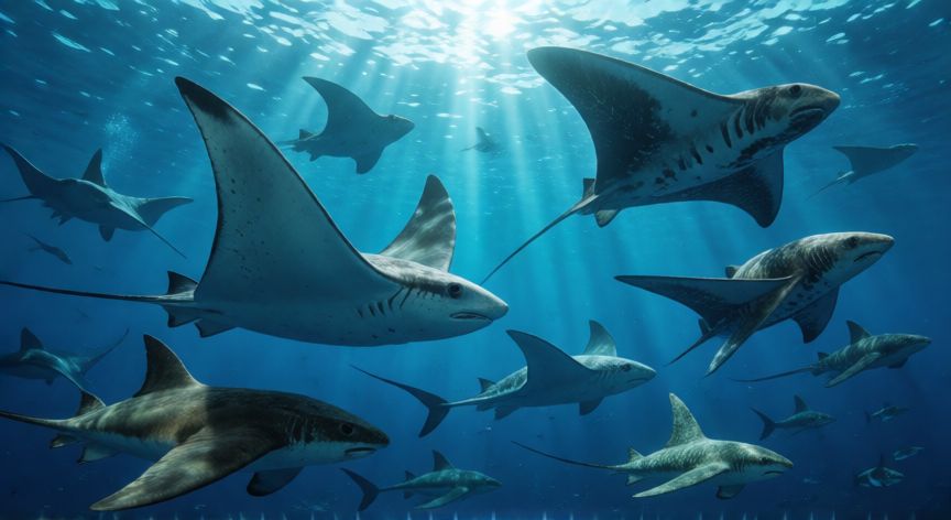 cual animal no entro al arca de noe, Animales marinos nadando en el océano durante el diluvio