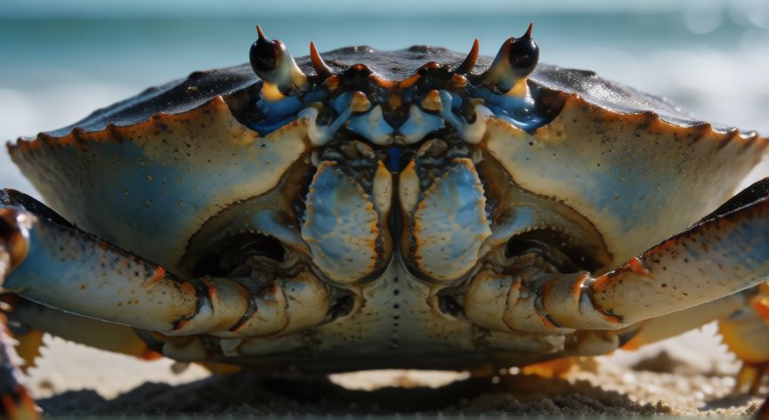 cuál animal tiene la sangre azul, Cangrejo herradura con detalle de su estructura biológica