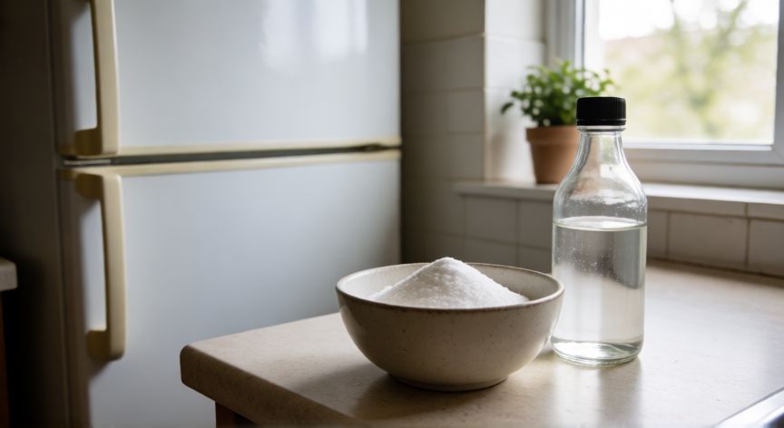 cuál es el mejor producto para limpiar la nevera por dentro, Bicarbonato y vinagre como productos naturales para limpiar la nevera