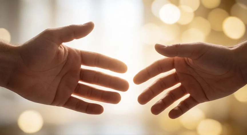 cual es el mejor regalo de dios, Manos entrelazándose en señal de reconciliación y gracia divina
