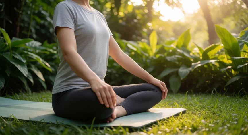 cuál es el mejor regalo para un virgo, Persona practicando yoga en la naturaleza como experiencia de regalo