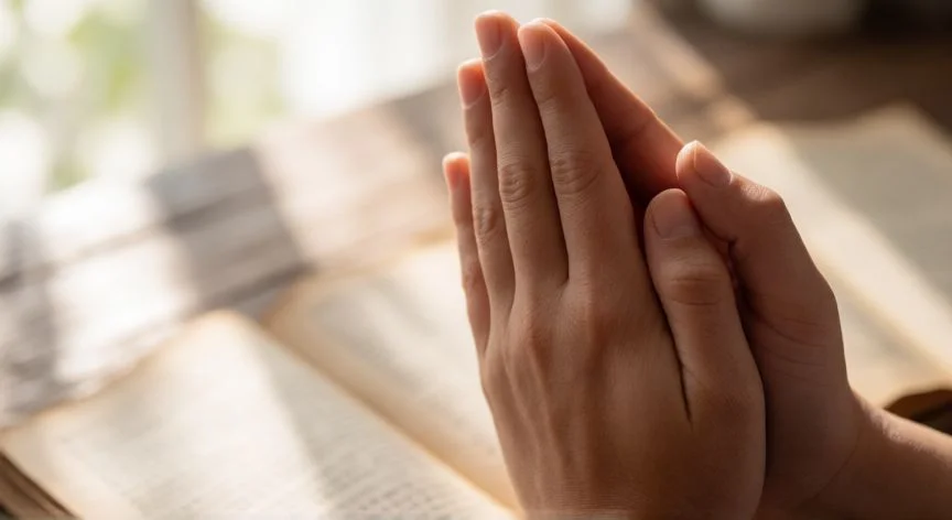 cual es el mejor regalo que le podemos dar a dios, Manos entrelazadas en actitud de oración con luz natural suave