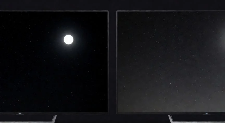 Comparativa visual de la profundidad de negros entre una pantalla OLED y una QNED