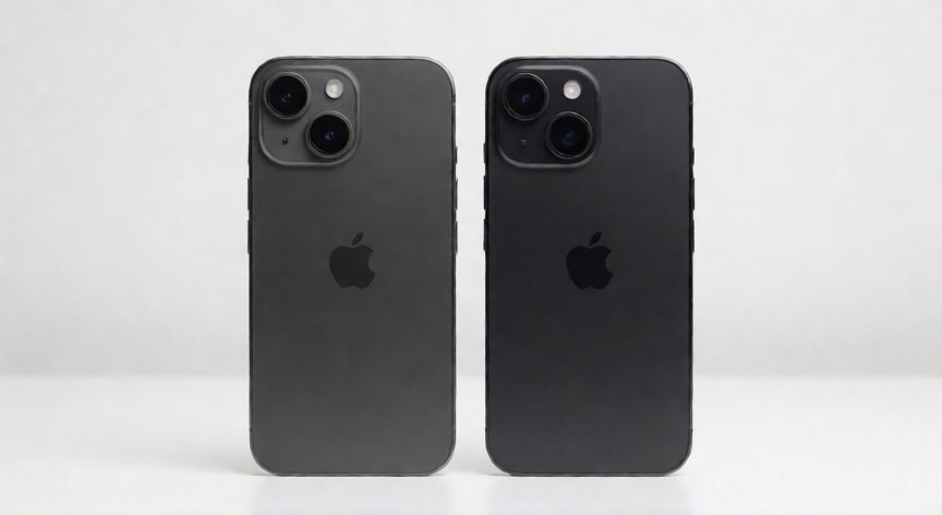 cual iphone es mejor el 15 o 16, Comparativa visual de la parte trasera del iPhone 15 y el iPhone 16