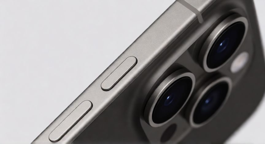 cual iphone es mejor el 15 o 16, Detalle del botón de acción y el lateral del iPhone 16