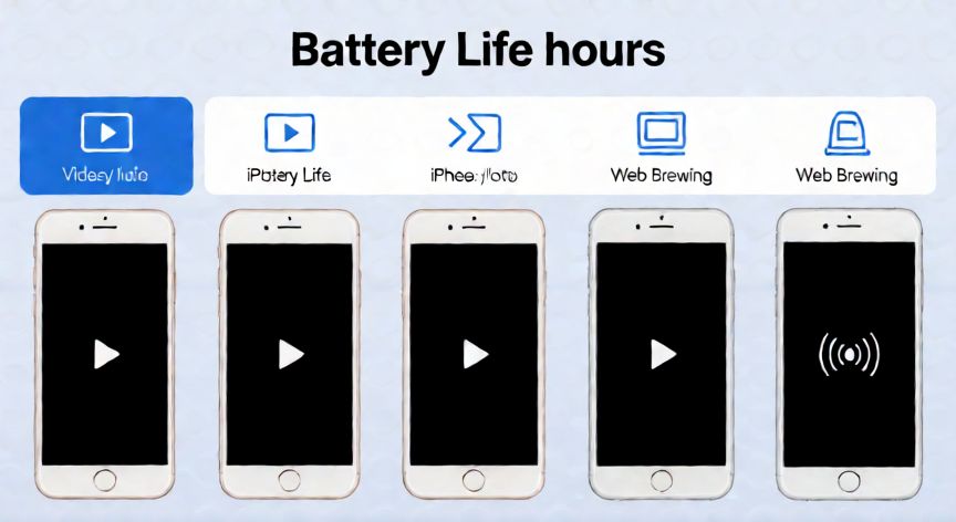 cual iphone tiene mejor bateria, Gráfico comparativo de la duración de batería entre distintos modelos de iPhone