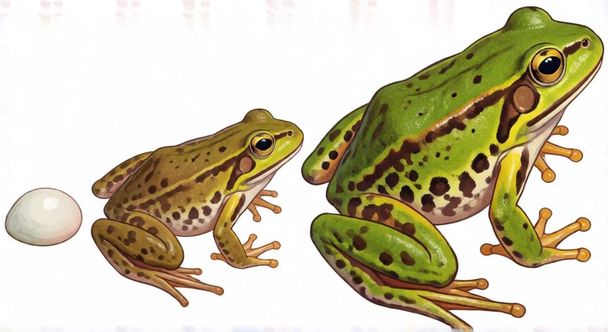 cuando sale animalito que sale despues, Life cycle of a frog showing metamorphosis stages