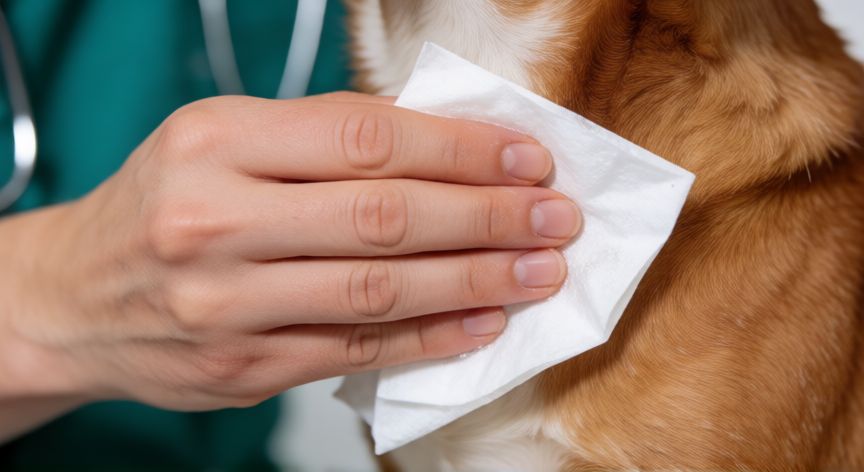 cuidados com cachorro no cio, Higiene y limpieza cuidadosa de la zona genital de una perra durante el celo