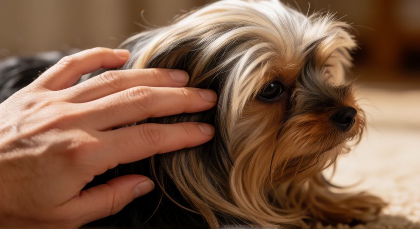 cuidados de cachorro yorkshire, Cepillado suave del pelaje de un cachorro de Yorkshire Terrier