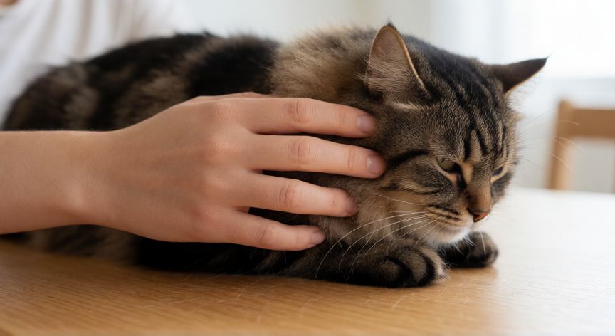 cuidados de mascota, Cepillado de un gato atigrado mostrando la importancia de la higiene y el vínculo afectivo