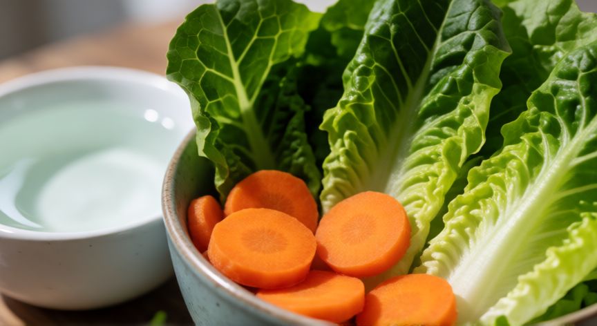 cuidados para una mascota tortuga, Bowl de vegetales frescos y agua limpia para la alimentación de una tortuga
