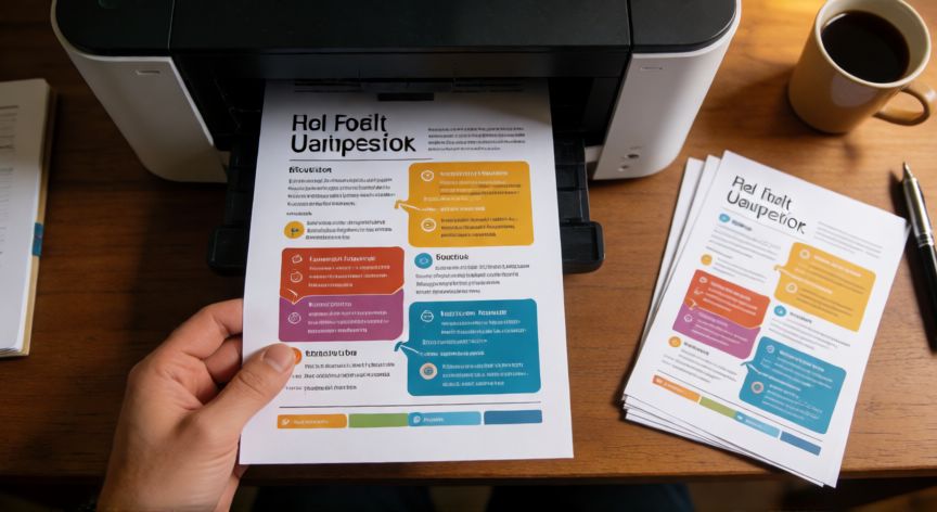 diapositiva en powerpoint vertical, Persona imprimiendo una diapositiva vertical en formato A4 desde una impresora de oficina