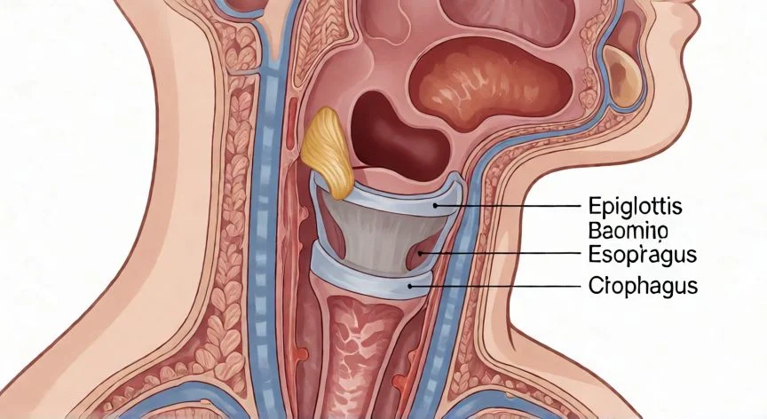diferencia en comer y tragar, Anatomía del mecanismo de cierre laríngeo durante la deglución faríngea