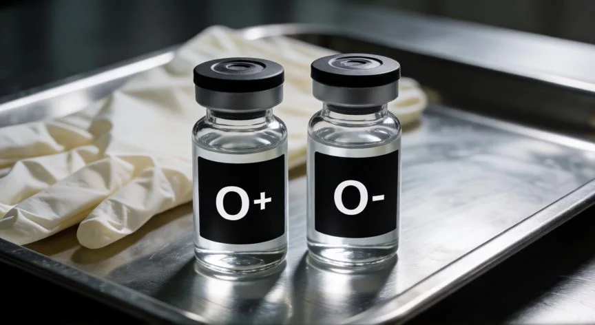 diferencia entre 0+ y 0- sangre, Nurse checking O-negative blood stock at a hospital transfusion unit