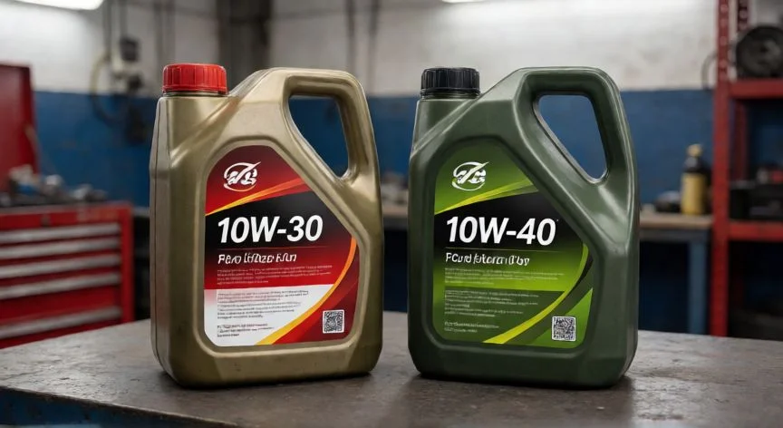 diferencia entre 10w30 y 10w40, Un mecánico añadiendo aceite 10W40 al motor de un vehículo