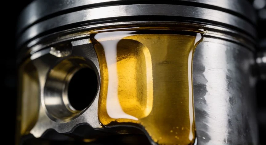 diferencia entre 10w40 y 15w40, Detalle técnico de película de aceite protegiendo el cilindro del motor a alta temperatura