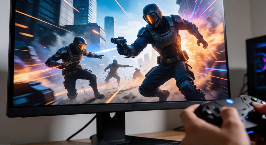 diferencia entre 30 fps y 60 fps, Monitor de videojuegos mostrando alta tasa de refresco