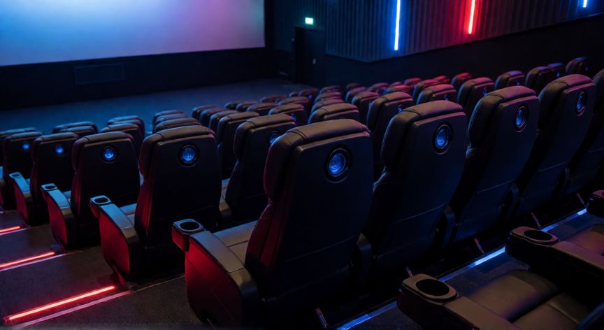 Sala de cine equipada con butacas 4DX y sistemas de efectos especiales