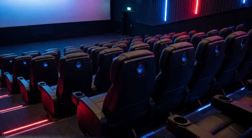 Sala de cine equipada con butacas 4DX y sistemas de efectos especiales