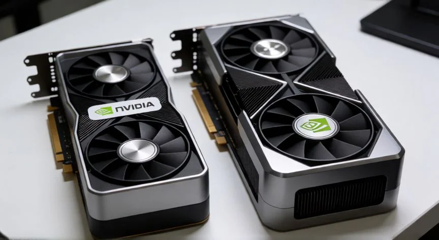 diferencia entre 5060 y 5060 ti, Comparativa visual de las tarjetas gráficas NVIDIA RTX 5060 y RTX 5060 Ti