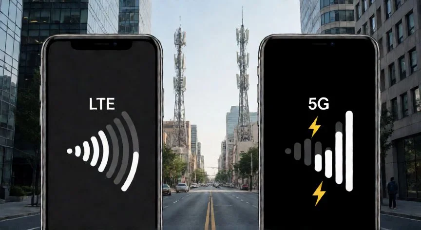 diferencia entre 5g y lte, Comparación visual entre señales LTE y 5G en dispositivos móviles