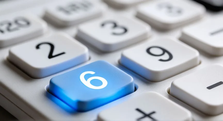 diferencia entre 6 y 9, Teclado de calculadora mostrando los números 6 y 9 resaltados