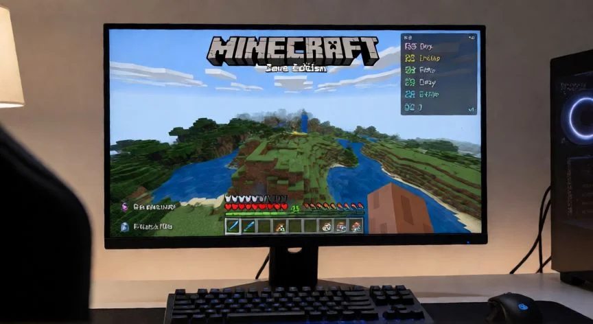 diferencia entre 60 seconds y 60 seconds reatomized, Pantalla de ordenador mostrando juego de Minecraft optimizado con perfil 60 Seconds