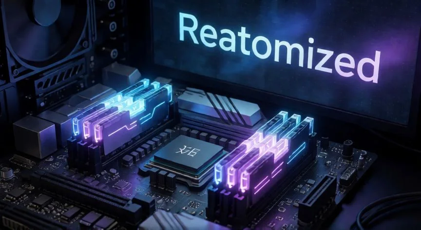 diferencia entre 60 seconds y 60 seconds reatomized, Hardware de ordenador optimizado representando la reestructuración técnica de Reatomized