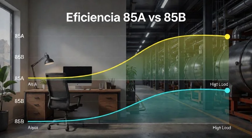 diferencia entre 85a y 85b, Gráfico de eficiencia comparativa entre etiquetas energéticas 85A y 85B