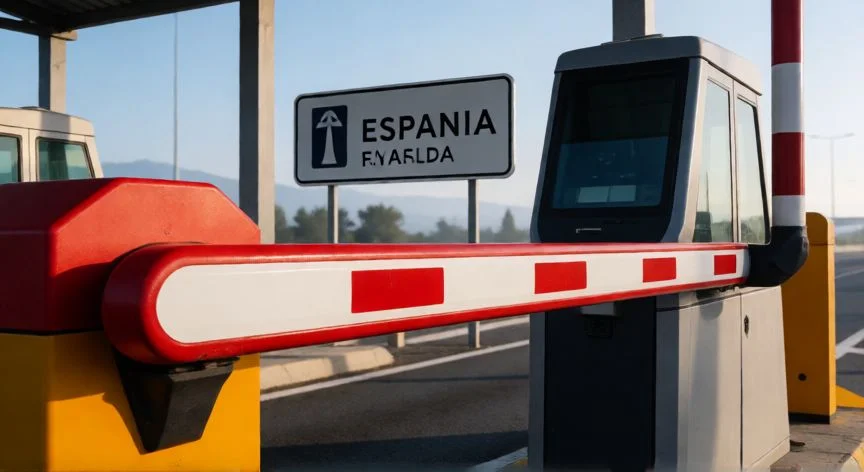 diferencia entre autopista y autovia, Cercano de una caseta de peaje en la entrada de una autopista