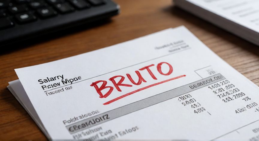 Documento de nómina destacando el salario bruto antes de deducciones