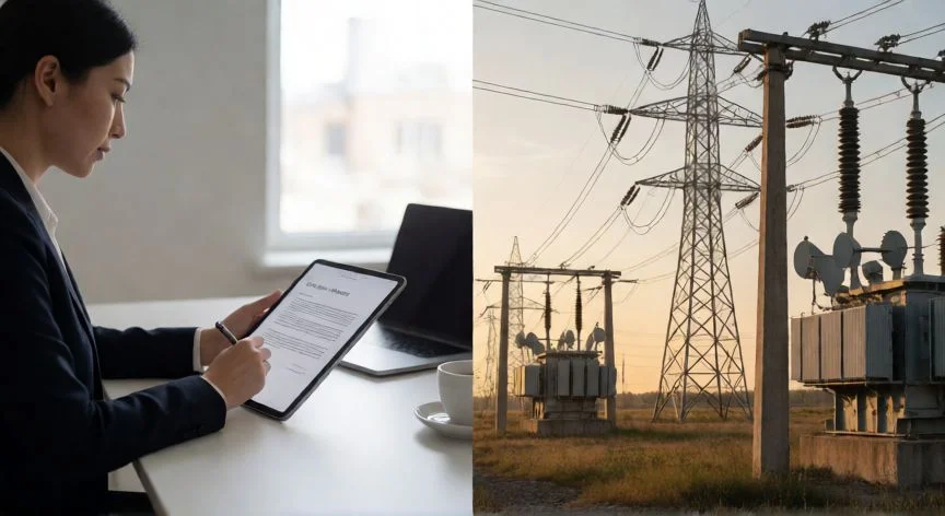 diferencia entre comercializadora y distribuidora de electricidad, Contrato de energía eléctrica y líneas de alta tensión
