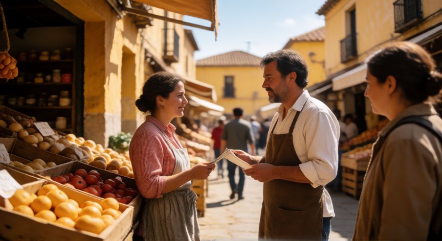 Empresa local gestionando ventas en el mercado nacional español